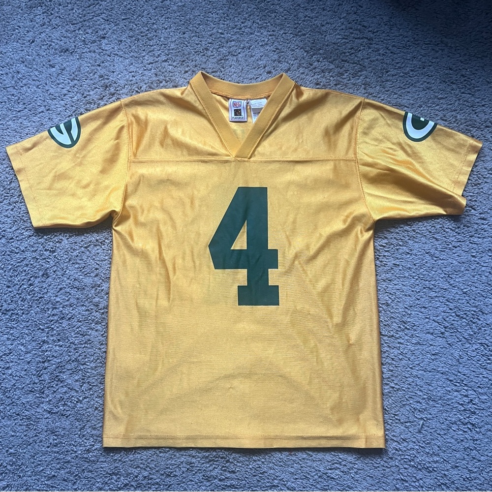 NFL Green Bay Packers VINTAGE Gold Yellow Brett Favre Jersey sz Boys Large 14-16